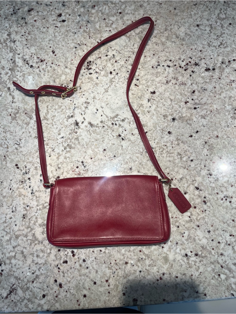Hampton Coach Red Leather coach Bag 9599